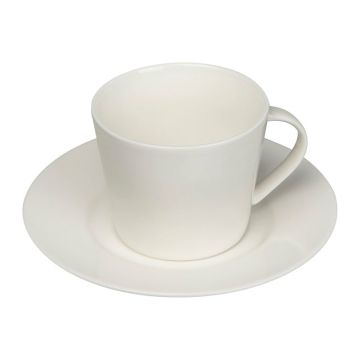 Ceașcă de porţelan cu farfurie, 175 ml - Alb  - ø 15 × 7 cm