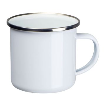 Cană retro emailat sublimabilă, 300ml - Alb  - ø 8,8 × 8