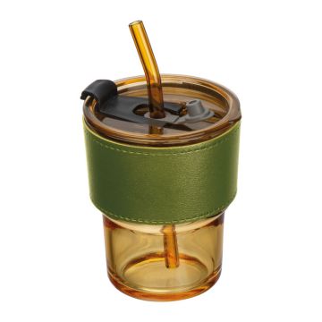 Pahar colorat de băut cu pai, 400ml