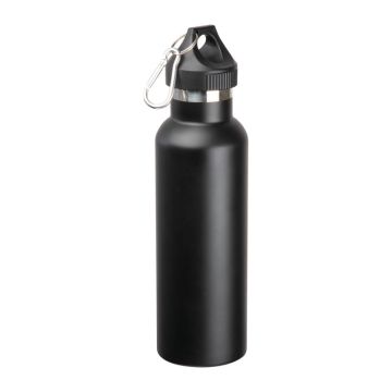 Sticlă termoizolantă cu vid, carabină, 750ml - Negru - ø 7 x 24,5 cm