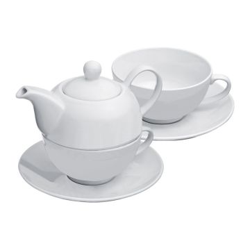 Ceainic cu ceaşcă, 400+200ml - Alb  - 15,8 × 15 × 15,2 cm