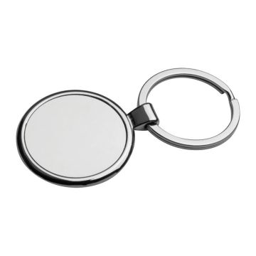 Breloc rotund din metal - Gri - 7 × 3,5 × 0,3 cm