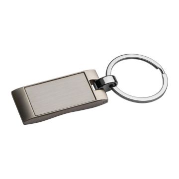 Breloc metalic ondulat - Gri - 8,6 × 3,5 × 0,6 cm