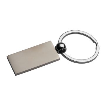 Breloc metalic dreptunghiular - Gri - 7,7 × 2,3 × 0,3 cm