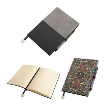 REPORTER set, grey - Gri-Argintiu - pen: 4 × 0,6; notepad: 14,7 × 20,8 × 1,3