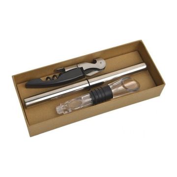 PILBARA SET for drinking wine - Gri - corkscrew 2.3 × 12.4 × 1.2 cm, cooling stick 31.5 × 2.5 cm,