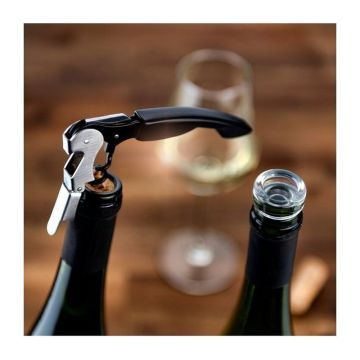 YANARIA Practical wine 2bottle - Negru - corkscrew 12.7 × 2.3 × 1.2 cm, stoppers O 2.9 × 3.1 cm,