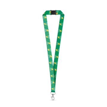 DOVER. Lanyard de sublimare poliester reciclat (100% rPET) cu carabină - Alb