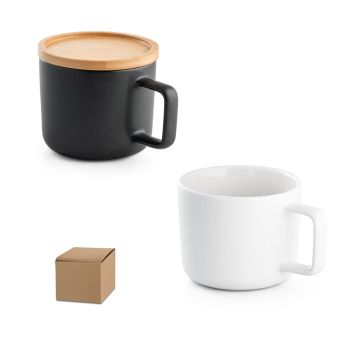 FANGIO. Cană din ceramică cu capac și bază din bambus 230 mL