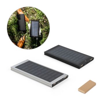 CLERK. Power bank de 8'000 mAh cu panou solar din aluminiu 100% reciclat