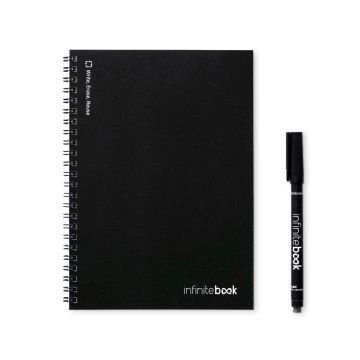 INFINITEBOOK LINED A5. "Infinitebook" cu copertă flexibilă și 15 pagini simple de tip tablă albă - Negru