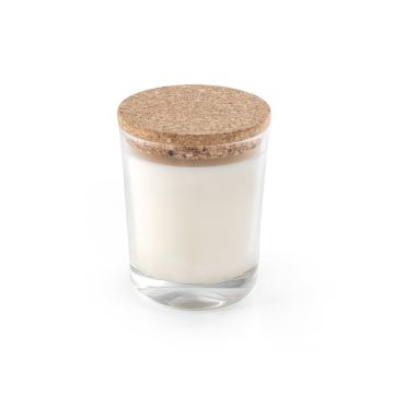 ZEN 180. Lumânare aromatică într-un pahar de sticlă cu capac de plută 180 g - Transparent