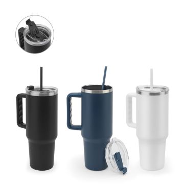 JOYNER XL. Pahar mare de călătorie din oțel inoxidabil (91% reciclat) cu perete dublu izolat în vid și finisaj mat 1300 ml