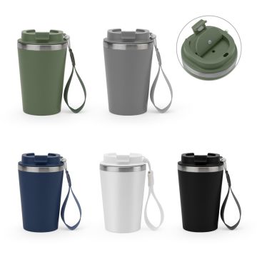 SPITZ. Pahar de călătorie din oțel inoxidabil (90% rSS) cu perete dublu și finisaj mat 460 mL