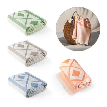 MALEK. Prosop multifuncțional și de baie (350g/m²) din bumbac ușor și rezistent (85%) și bumbac reciclat (15%)