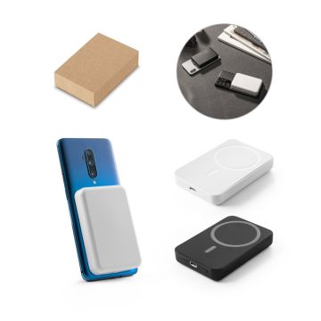 AMPERE 5. Power bank magnetic de 5'000 mAh cu încărcător wireless ultrarapid de 15W în ABS reciclat (100% rABS)