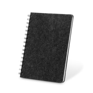 MISHIMA. Blocnotes A5 cu copertă semi-dură din pâslă reciclată (100% rPET) cu inele și pagini liniate - Gri inchis