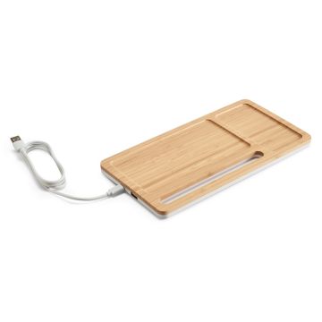 MOTT. Organizator de birou cu încărcător wireless de 15W din bambus și ABS - Natural