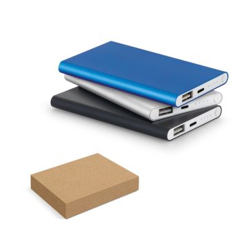 MARCET. Power bank slim 4'000 mAh din aluminiu reciclat (100% rAL) și ABS reciclat (100% rABS)