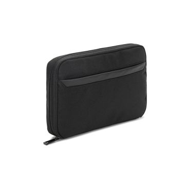 YANGON. Geantă organizator spațioasă pentru accesorii tehnice din twill cu strat hidrofug și poliester reciclat 600D - Negru
