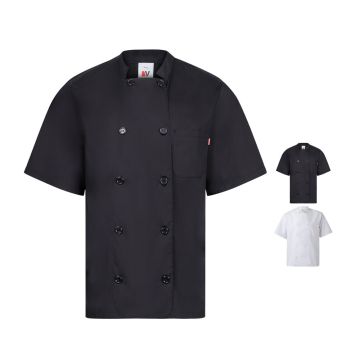 VL DURGA. Jachetă de bucătărie cu mânecă scurtă din poplin (110 g/m²), din bumbac (35%) și poliester (65%)