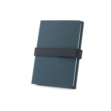 SANDERSON. Bloc de notițe A5 din PU (50% reciclat) cu două blocuri: pagini aliniate și pagini simple - Albastru
