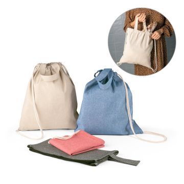 RISSANI. Pungă cu cordon din bumbac reciclat (70%) și poliester (30% rPET) (140 g/m²)