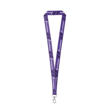 WINDSOR. Landyard de sublimare poliester reciclat (100% rPET) din poliester cu carabină - Alb