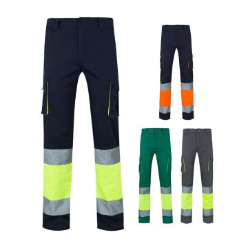 VL ZEUS LARGE. Pantaloni elastici cu buzunare multiple, în două tonuri (240 g/m²), din bumbac (46%), EME (38%) și poliester (16%)