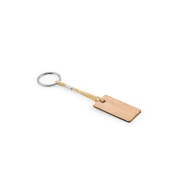 HOPPS. Breloc dreptunghiular din bambus cu șnur din PET - Natural