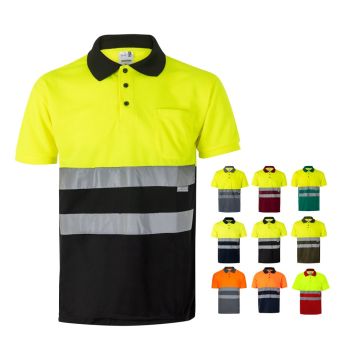VL CUPID. Tricou polo bicolor bird-eye (160g/m²) cu mâneci scurte, din poliester (100%)