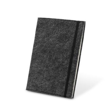 BALDWIN. Blocnotes A5 cu copertă din pâslă reciclată (100% rPET) și pagini liniate din hârtie 100% reciclată - Gri inchis