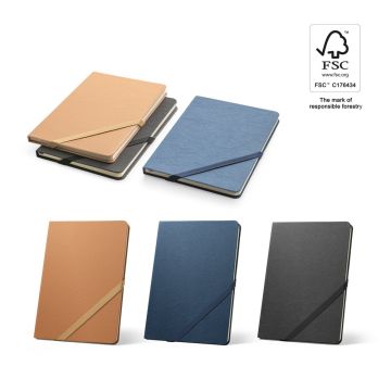 HUXLEY. Blocnotes A5, realizat din hârtie rezistentă la apă, cu pagini liniate realizate dintr-un material certificat FSC™ și alte materiale controlate