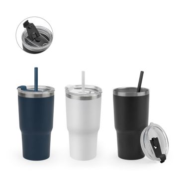 JOYNER M. Pahar de călătorie compact din oțel inoxidabil (91% reciclat) cu perete dublu izolat în vid și finisaj mat 600 ml