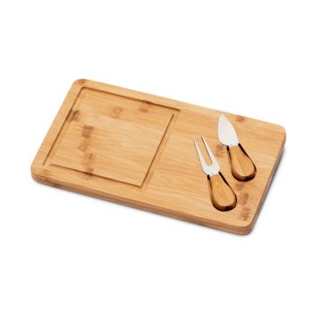 WOODS. Platou de branzeturi din bambus cu 2 accesorii din bambus și inox - Natural