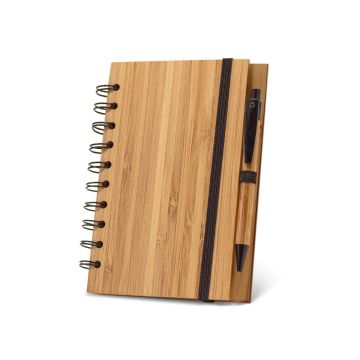 DICKENS A5. Caiet A5 spiralat din bambus cu hârtie 100% reciclată - Natural