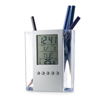 EDEM. Suport pentru pixuri cu ecran LCD din acril - Argintiu satinat