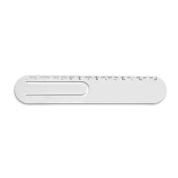 STEPHENIE. Rigla PS de 15 cm cu clip - Alb