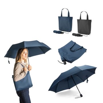 SKYLAR. Umbrelă 2 în 1 cu sacoșă de cumpărături din poliester reciclat inclusă