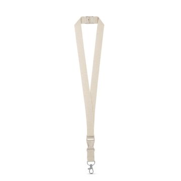 BALLINA. Lanyard din bumbac 100% cu carabină metalică - Natural deschis