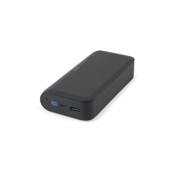 BECKER 20. Power bank de 20'000 mAh din ABS reciclat (100% rABS) cu încărcător wireless super rapid de 15W - Negru