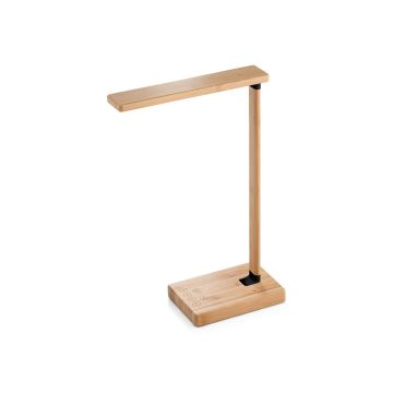 MOREY. Lampă de birou pliabilă cu încărcător wireless ultrarapid de 15W din bambus - Natural