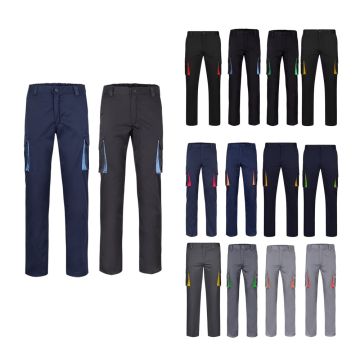 VL FIDES. Pantaloni extensibili cu buzunare multiple (240g/m²), în două tonuri, din bumbac (46%), EME (38%) și poliester (16%)