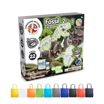2 in 1 Fossil Excavation Kit V. Joc educațional furnizat cu o pungă de cadou pliabilă 190T