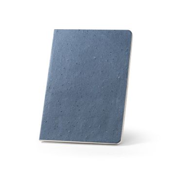 COFFEEPAD SEMI-RIGID. Blocnotes A5 cu copertă semi-rigidă realizată din deșeuri de coji de cafea (65%) - Albastru