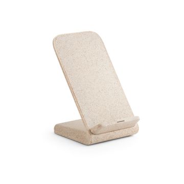 ENGLERT. Suport pentru smartphone cu încărcător wireless rapid de 10 W din ABS reciclat (100% rABS) și fibră de paie de grâu - Natural