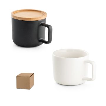FANGIO. Cană din ceramică cu capac și bază din bambus 220 mL
