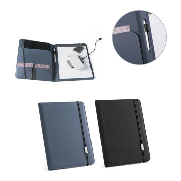 EMERGE FOLDER II. Mapa 300D poliester reciclat (100% rPET) A4 cu închidere elastică