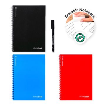 INFINITEBOOK PLAIN A5. "Infinitebook" cu copertă flexibilă și 15 pagini simple de tip tablă albă