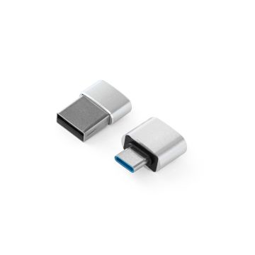 MINSKY. Set de 2 adaptoare USB-A / USB-C din aluminiu - Argintiu satinat